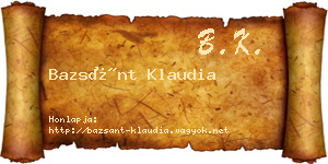 Bazsánt Klaudia névjegykártya